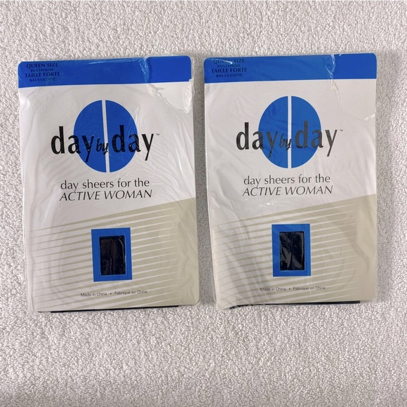 Vintage Day By Day Sheers Pantyhose Tights In Black x2 - Picture 7 of 7